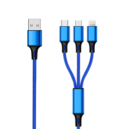 Zeige Details für 3 in 1 USB Ladekabel - blau - 150cm Bild von 3 in 1 USB Ladekabel - blau - 150cm