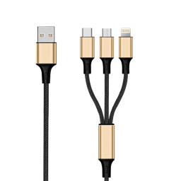 Zeige Details für 3 in 1 USB Ladekabel - gold - 150cm Bild von 3 in 1 USB Ladekabel - gold - 150cm
