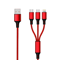 Zeige Details für 3 in 1 USB Ladekabel - rot - 150cm Bild von 3 in 1 USB Ladekabel - rot - 150cm