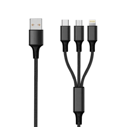 Zeige Details für 3 in 1 USB Ladekabel - schwarz - 150cm Bild von 3 in 1 USB Ladekabel - schwarz - 150cm