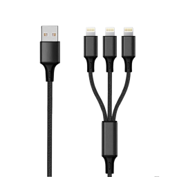 Zeige Details für 3 in 1 USB Ladekabel - schwarz - 150cm Bild von 3 in 1 USB Ladekabel - schwarz - 150cm