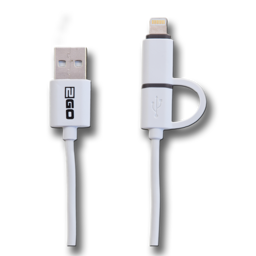 Zeige Details für 2 in 1 USB Datenkabel - weiss - 100cm Bild von 2 in 1 USB Datenkabel - weiss - 100cm