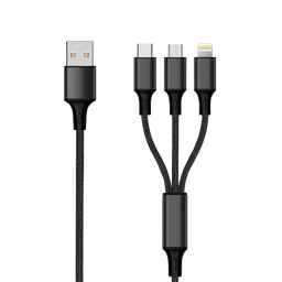 Bild von 3 in 1 USB Ladekabel - schwarz - 300cm