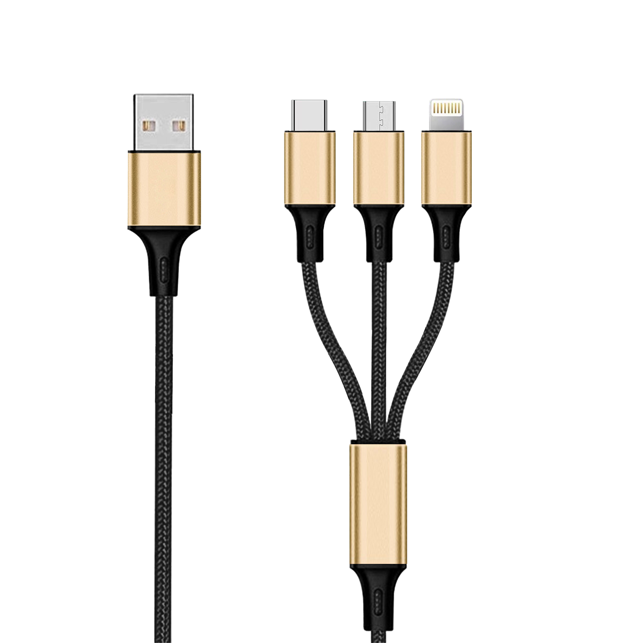 2GO Mobile.net - B2C -. 3 in 1 USB Ladekabel - gold - 150cm