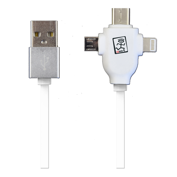 Bild von 3 in 1 USB Datenkabel - weiss - 100cm