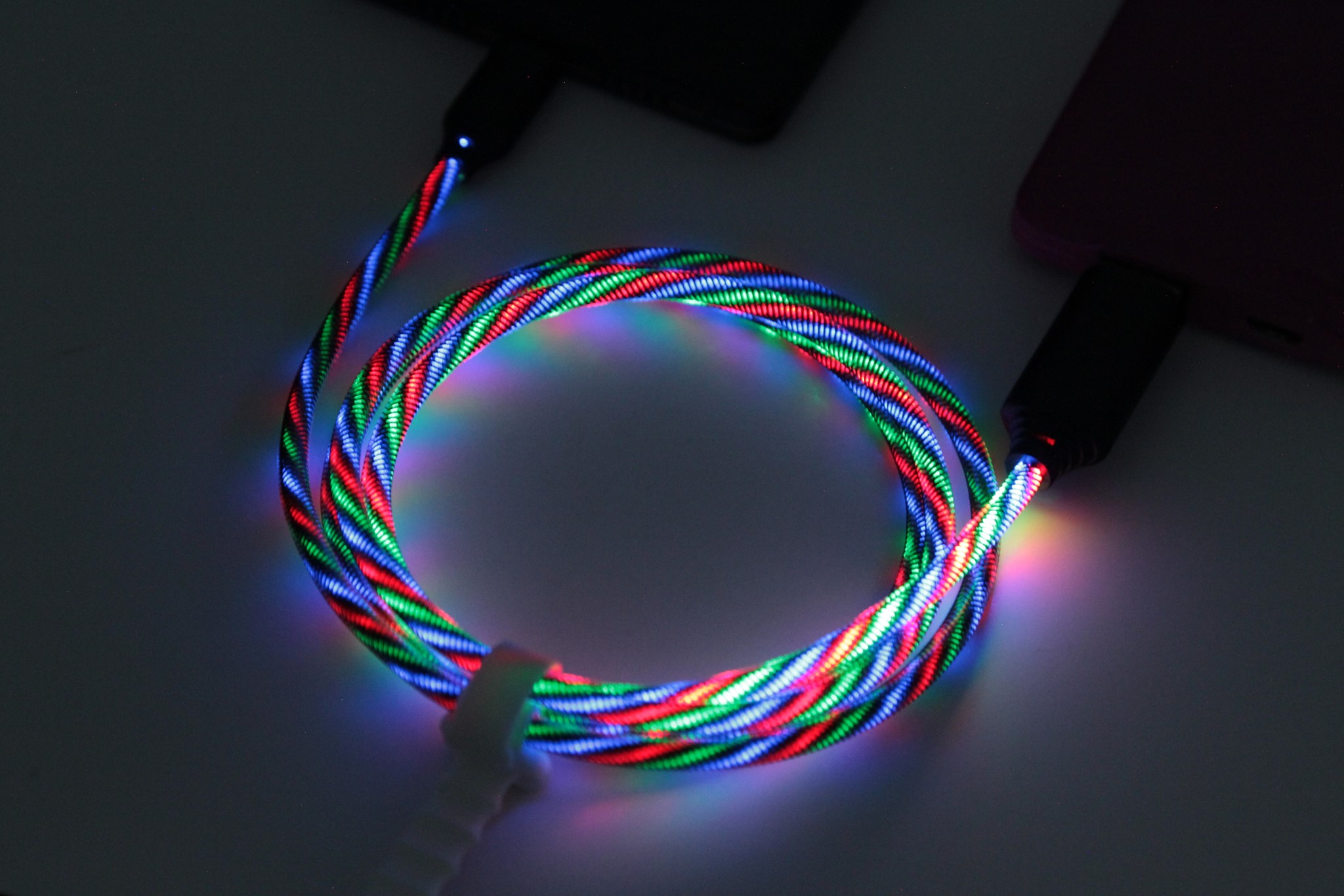 USB-A auf USB Typ-C Kabel mit LED-Beleuchtung, 100 cm