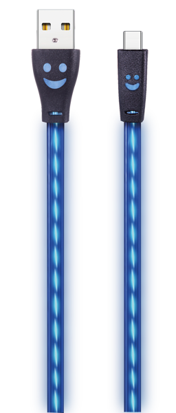 Bild von USB Datenkabel - schwarz mit blauer LED-Beleuchtung - 100cm