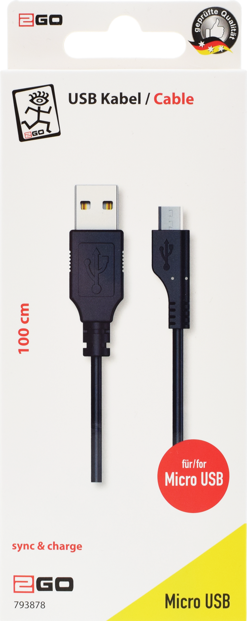 2GO Mobile.net - B2C -. 2GO Micro-USB Datenkabel, LED blau