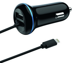 Bild von USB Kfz-Ladegerät Apple 8Pin 12V/24V 2,4A, schwarz 