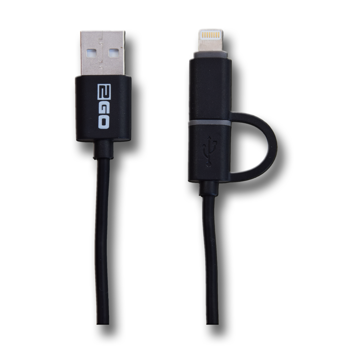 Bild von 2 in 1 USB Datenkabel - schwarz - 100cm